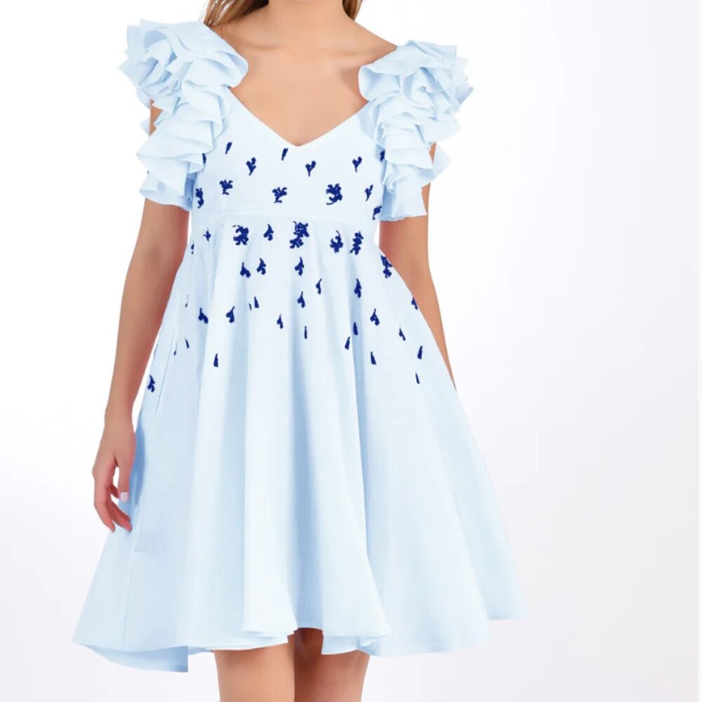 EUC Fanm Mon Galata Dress in Light Lagoon - Size Large